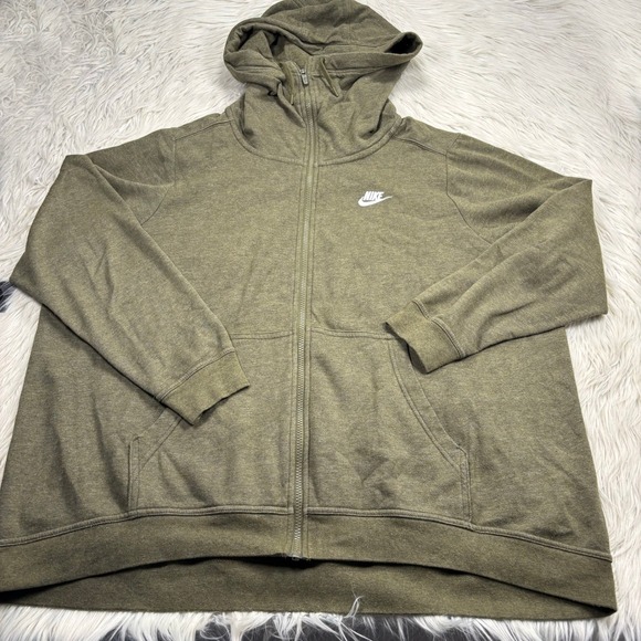 Nike Tops - Nike Women's 2X Olive‎ Green Funnel Neck Zip Front Hoodie Lounge Athleisure